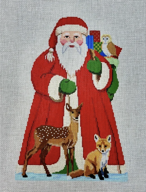 Santa with Baby Forest Animals Canvas