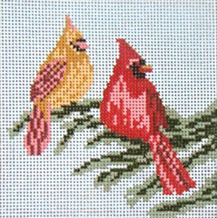 Cardinal Couple 5" Square Canvas