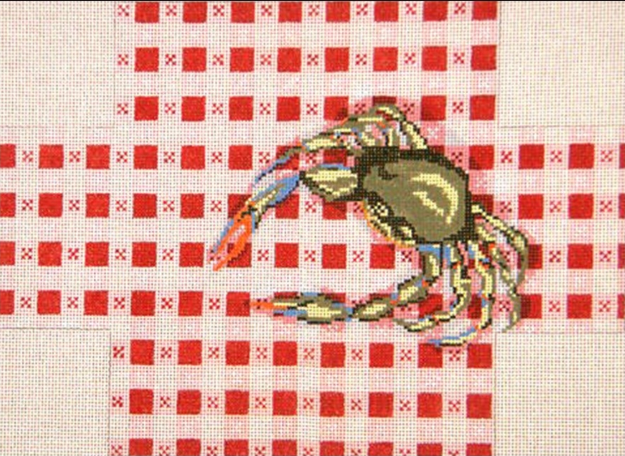 Crab on Tablecloth Brick Cover Canvas