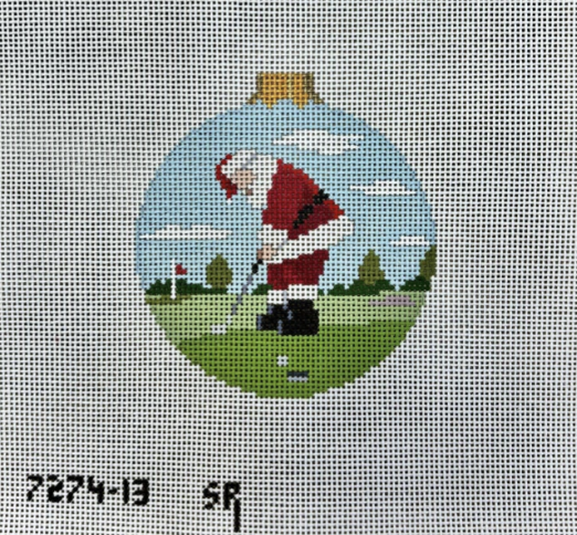 Santa Putting 4.5" Round (13m) Canvas