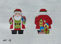 2 Sided Birdhouse Santa Canvas
