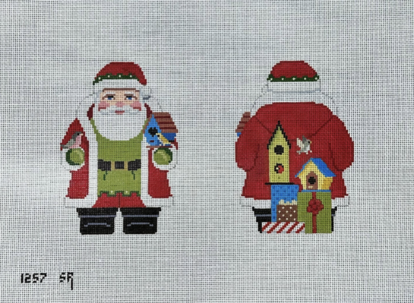 2 Sided Birdhouse Santa Canvas
