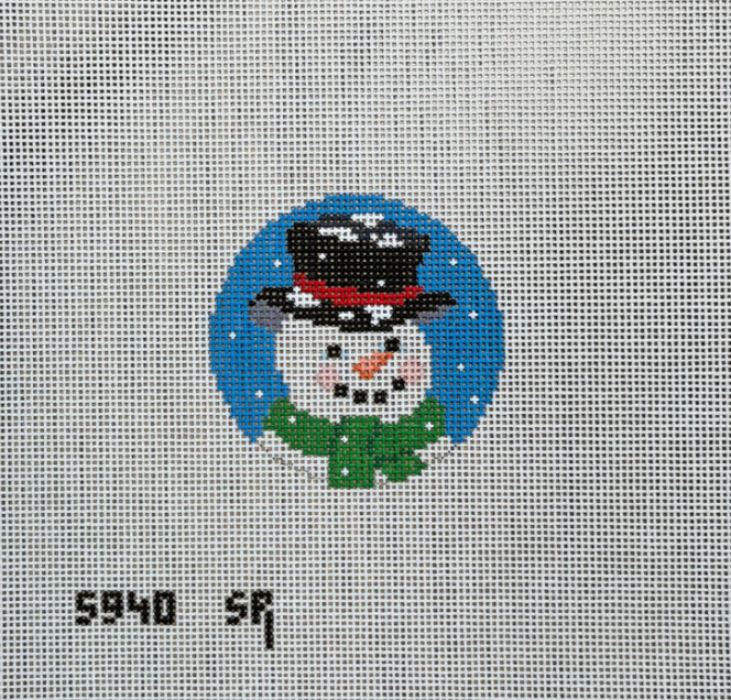 Snowman Face 2.5" Round Canvas