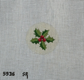 Holly Sprig 2.5" Round Canvas