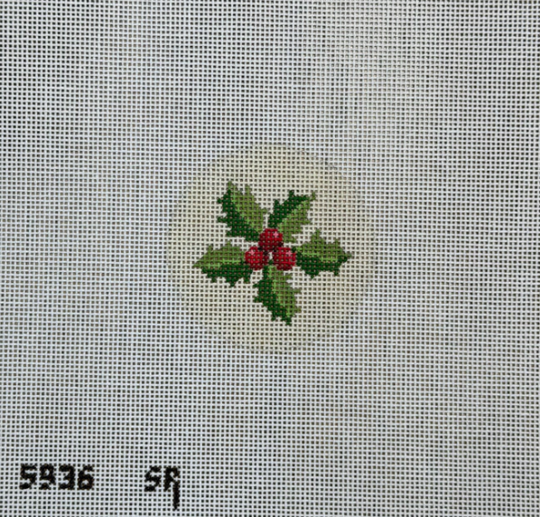 Holly Sprig 2.5" Round Canvas
