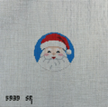 Santa Face on Blue 2.5" Round Canvas