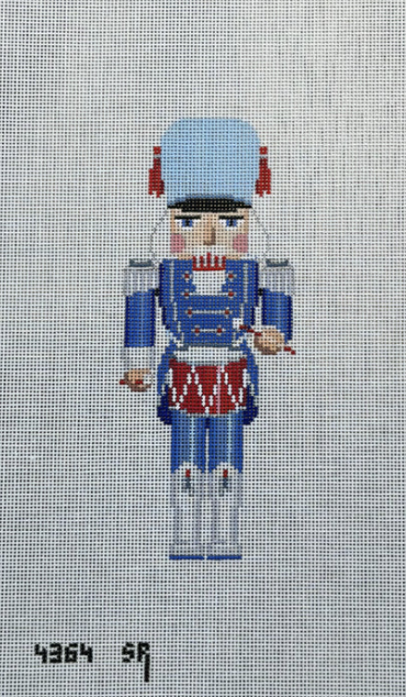 Blue, White, & Silver Drummer Nutcracker 6.5" Canvas