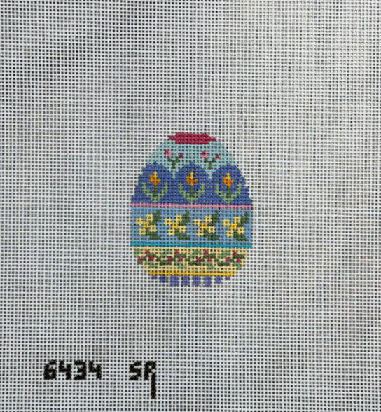 Small Yellow Flower Stripe Egg Canvas