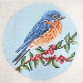 Eastern Bluebird 4" Round Canvas