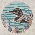 Loon & Lupines 4" Round Canvas