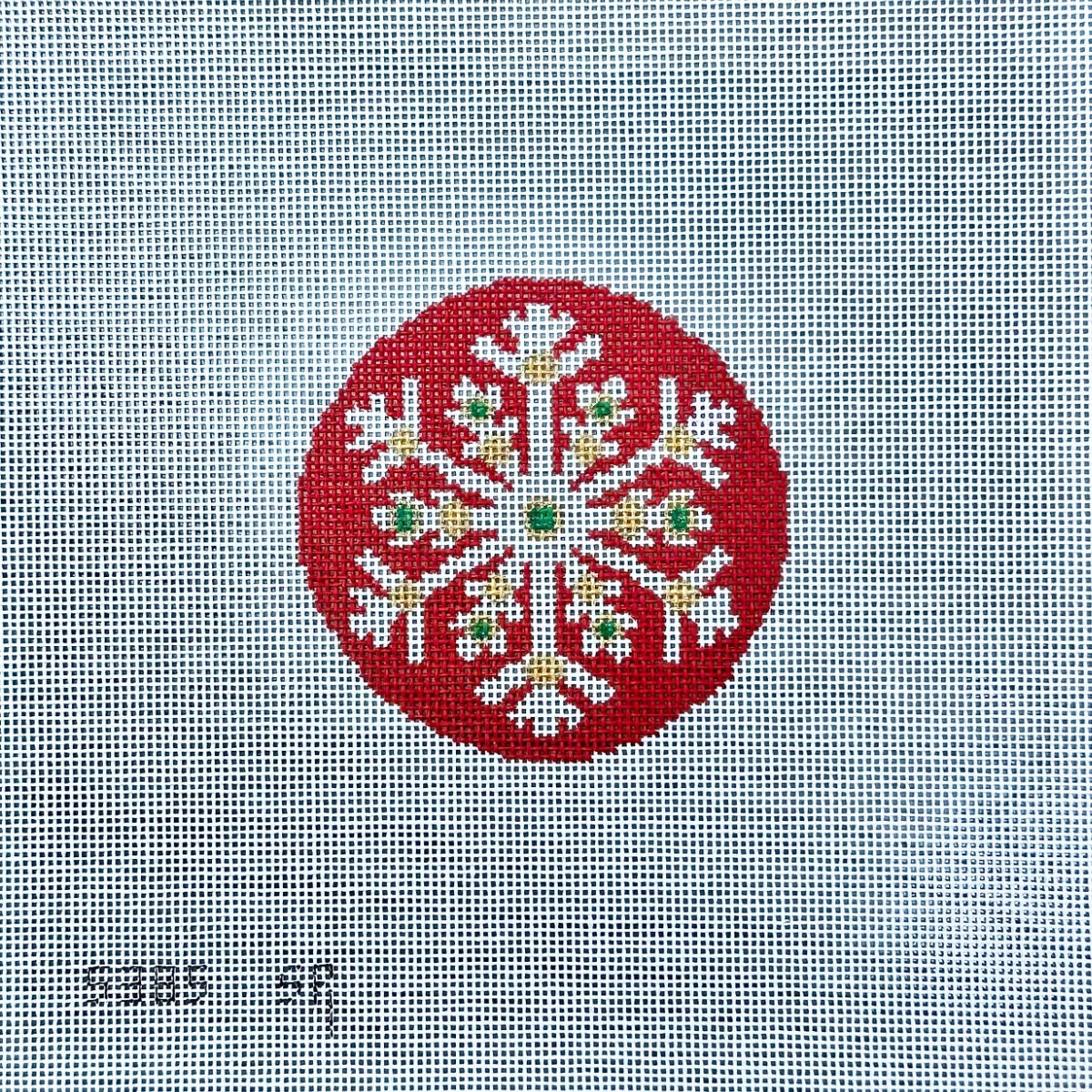 Snowflake (Jeweled Ruby) Round Canvas
