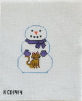 Snowman with Cat Canvas
