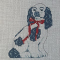 Staffy Dog with Red Bow Canvas