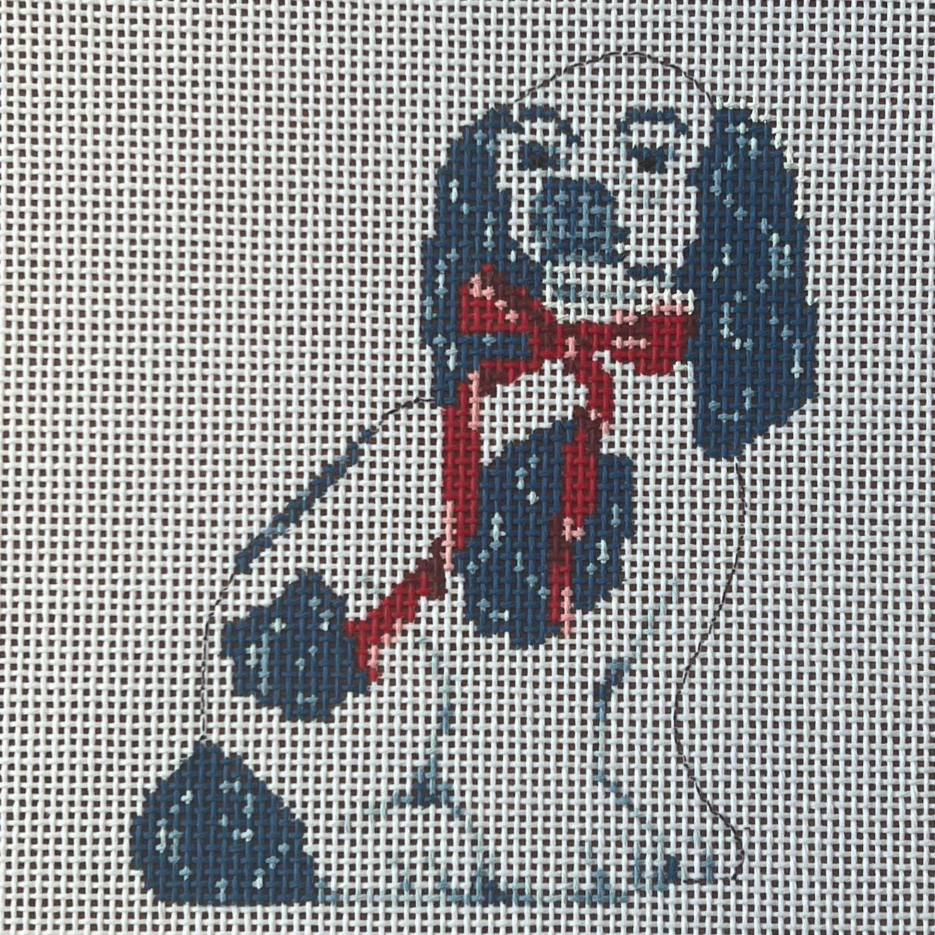 Staffy Dog with Red Bow Canvas