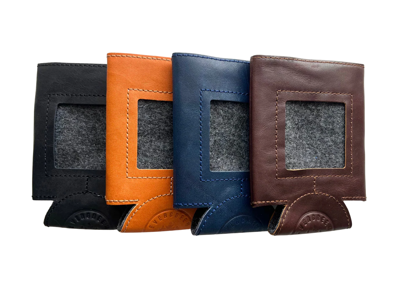 Leather Self-Finishing Coozie - Standard Chestnut