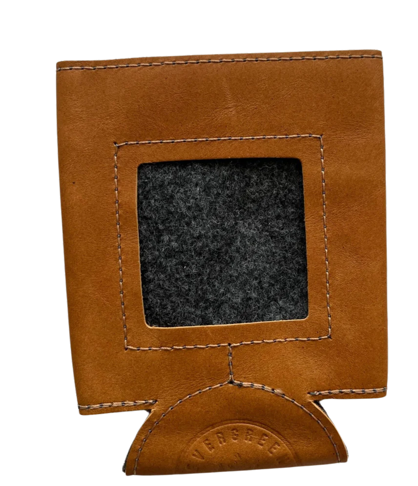 Leather Self-Finishing Coozie - Standard Chestnut