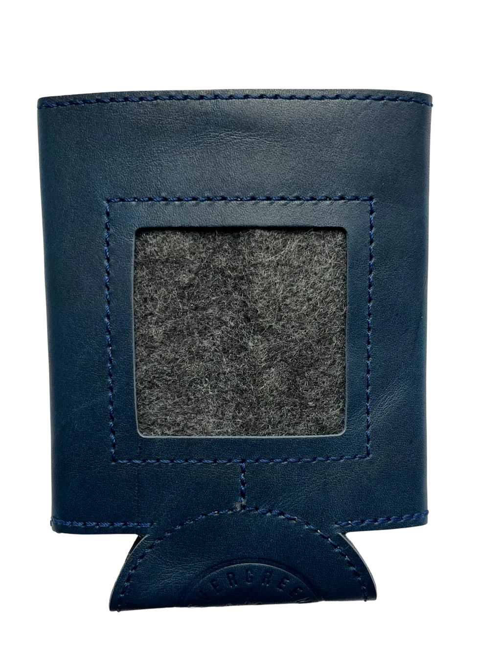 Leather Self-Finishing Coozie - Standard Navy