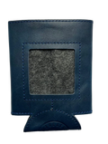 Leather Self-Finishing Coozie - Standard Navy