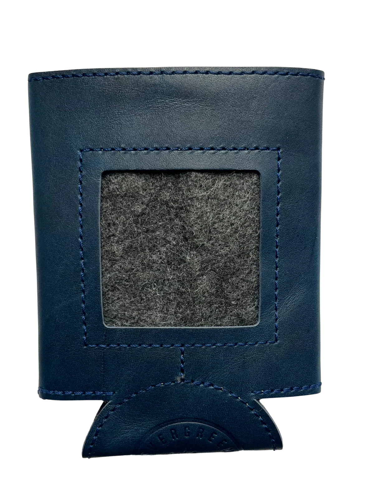 Leather Self-Finishing Coozie - Standard Navy