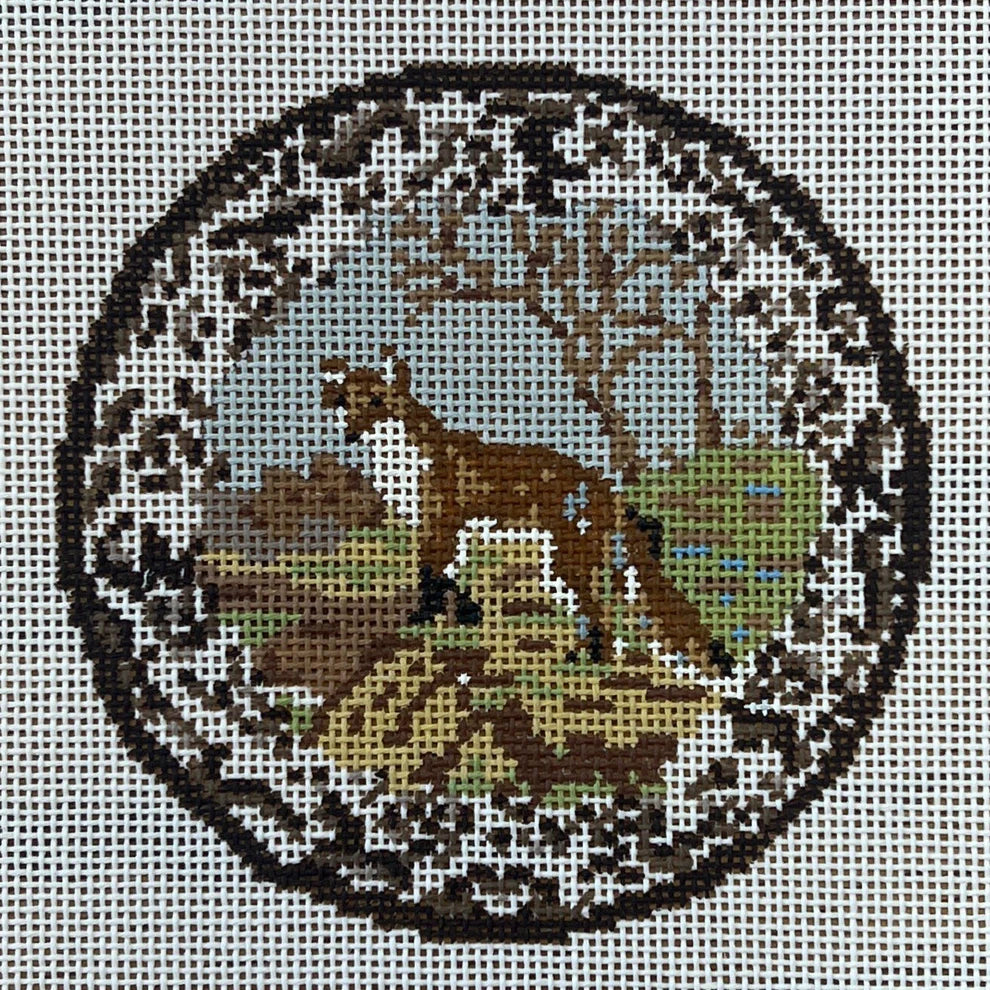 Transferware Fox Plate Canvas