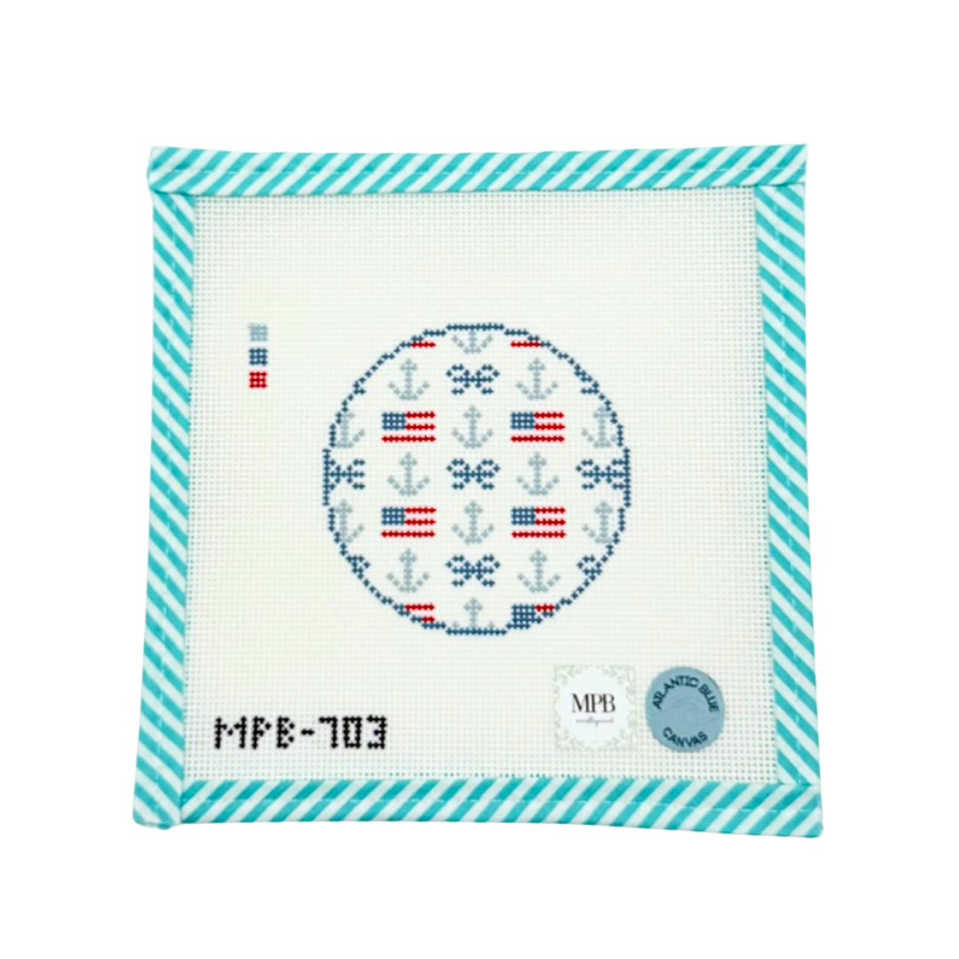 Nautical USA Round Canvas
