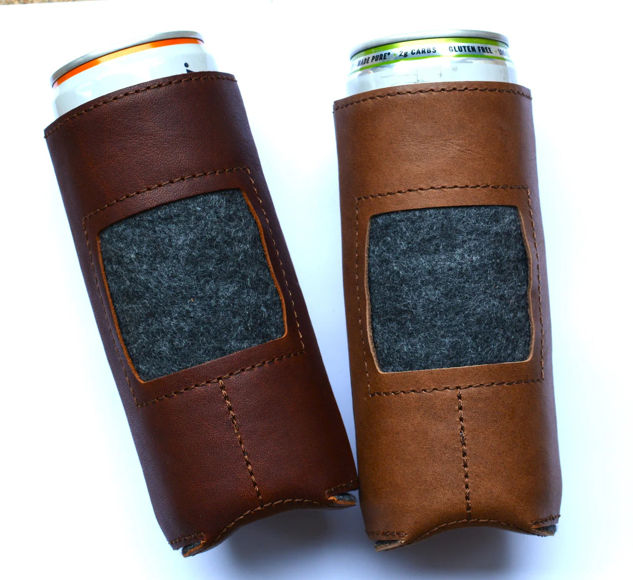 Leather Self-Finishing Coozie - Slim Espresso