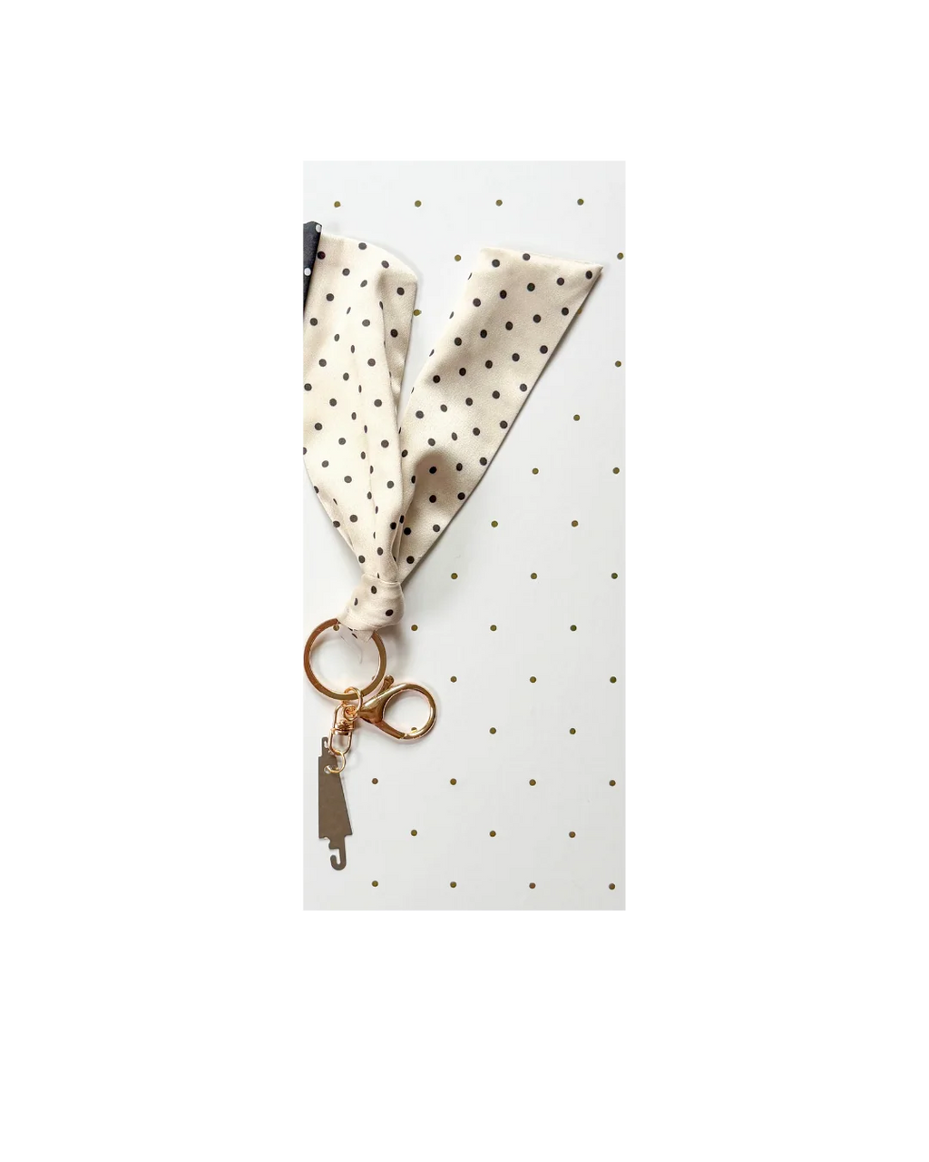 Silk Tie Threader-White with Black Dots