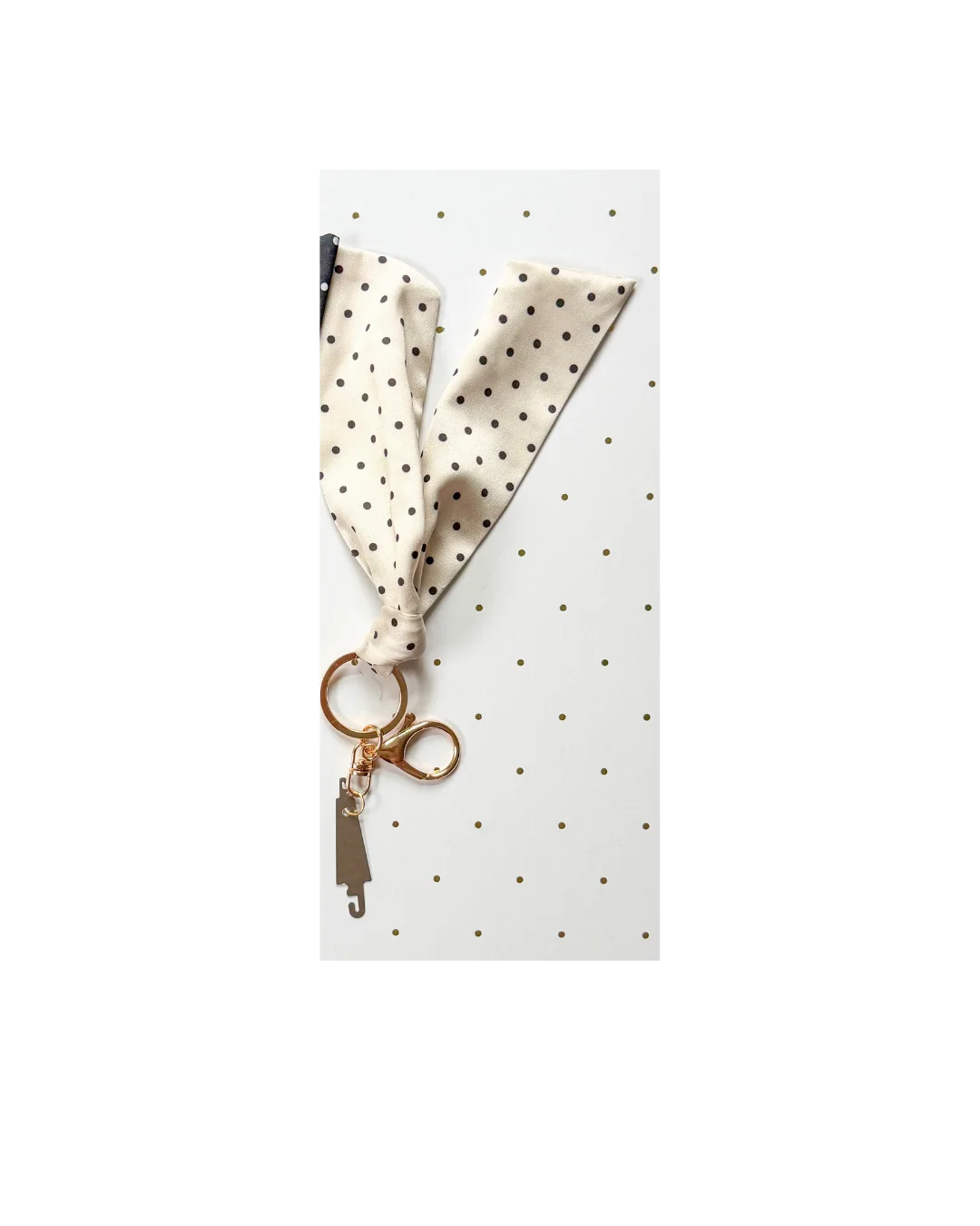 Silk Tie Threader-White with Black Dots