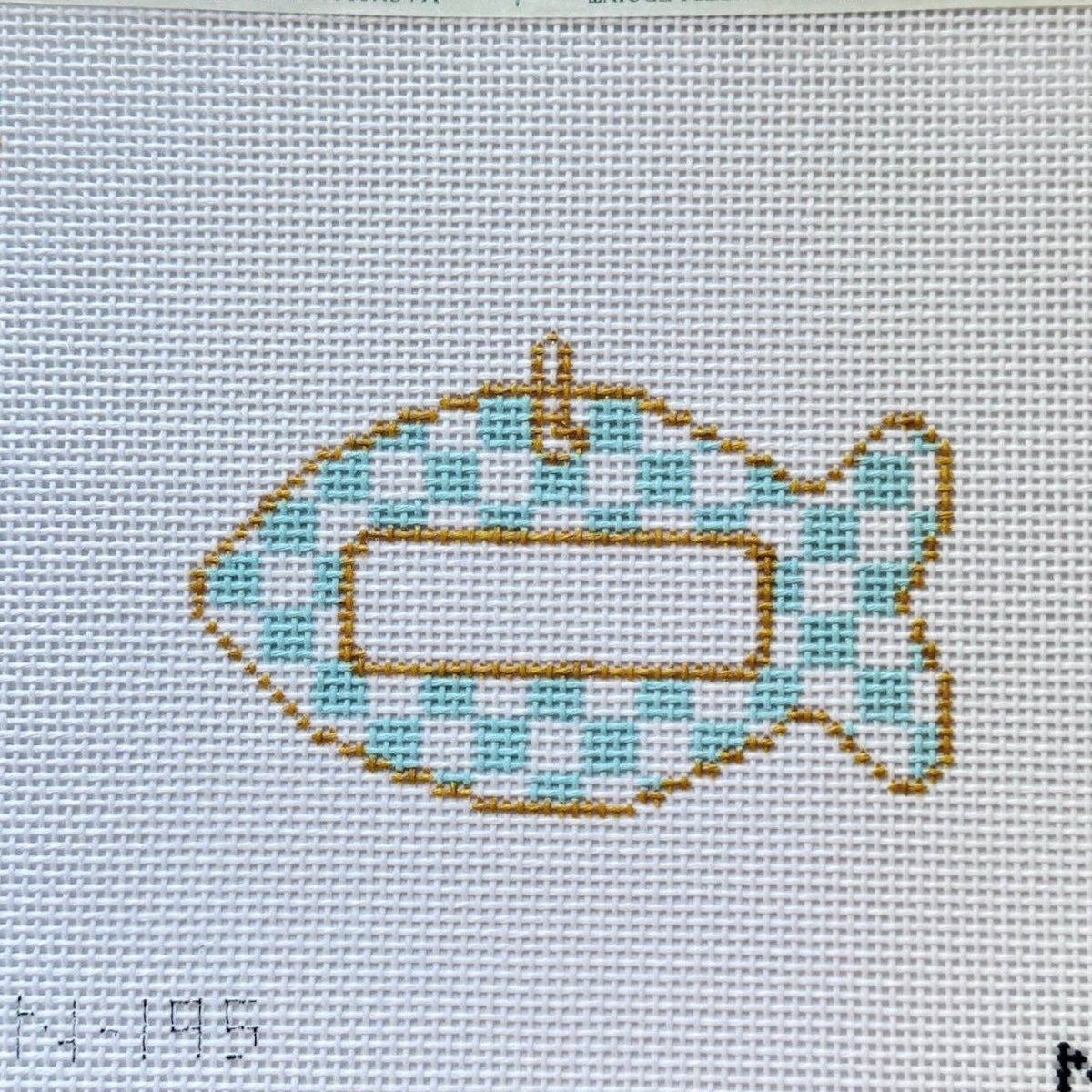 Blue Check Cat Tag Canvas: No Name