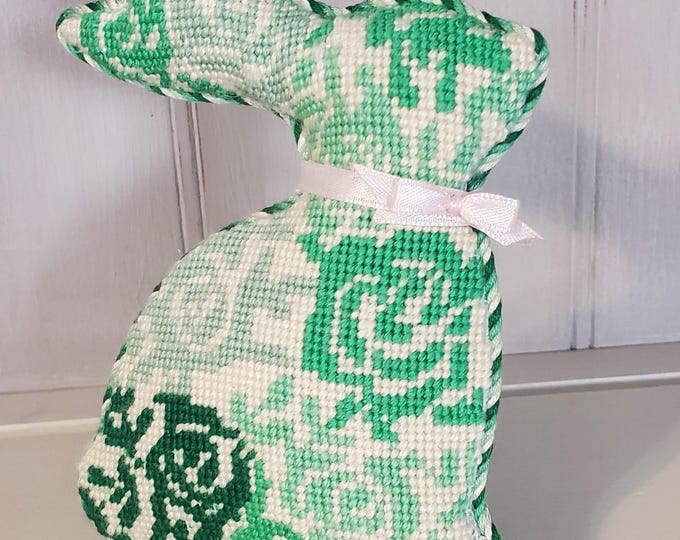 Floral Easter Bunny Needlepoint Canvas