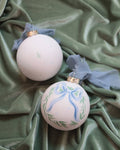 Blue Bow Wreath Hand-Painted Ornament