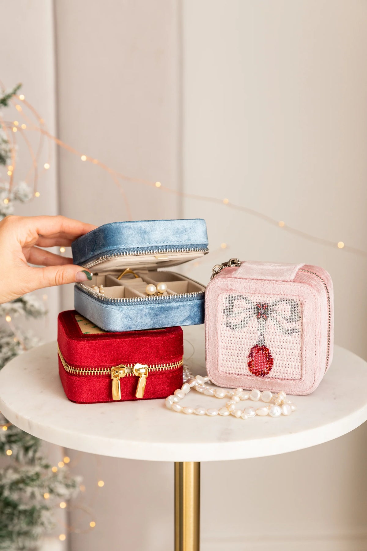 4" Self Finishing Jewelry Box - Velvet-Denim