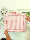 Pink Bow Floral Ruffle Carryall Project Bag