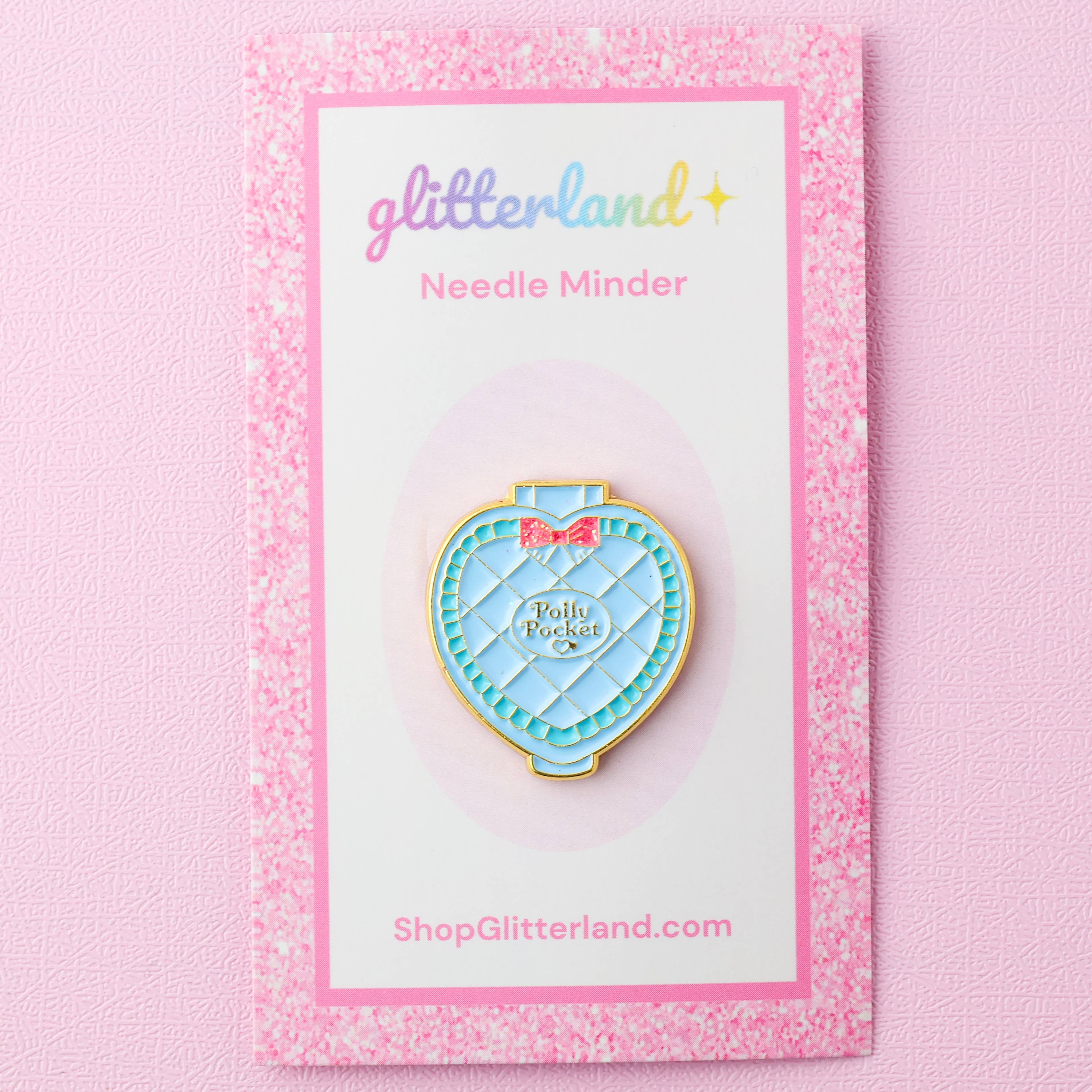 Blue Polly Pocket Doll Compact Needle Minder