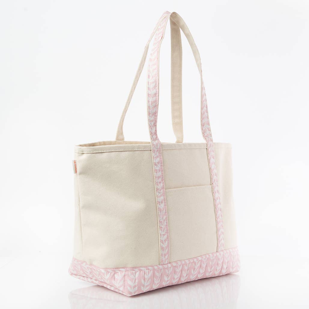 Pink Printed Large Classic Tote Bag: Powder Pink