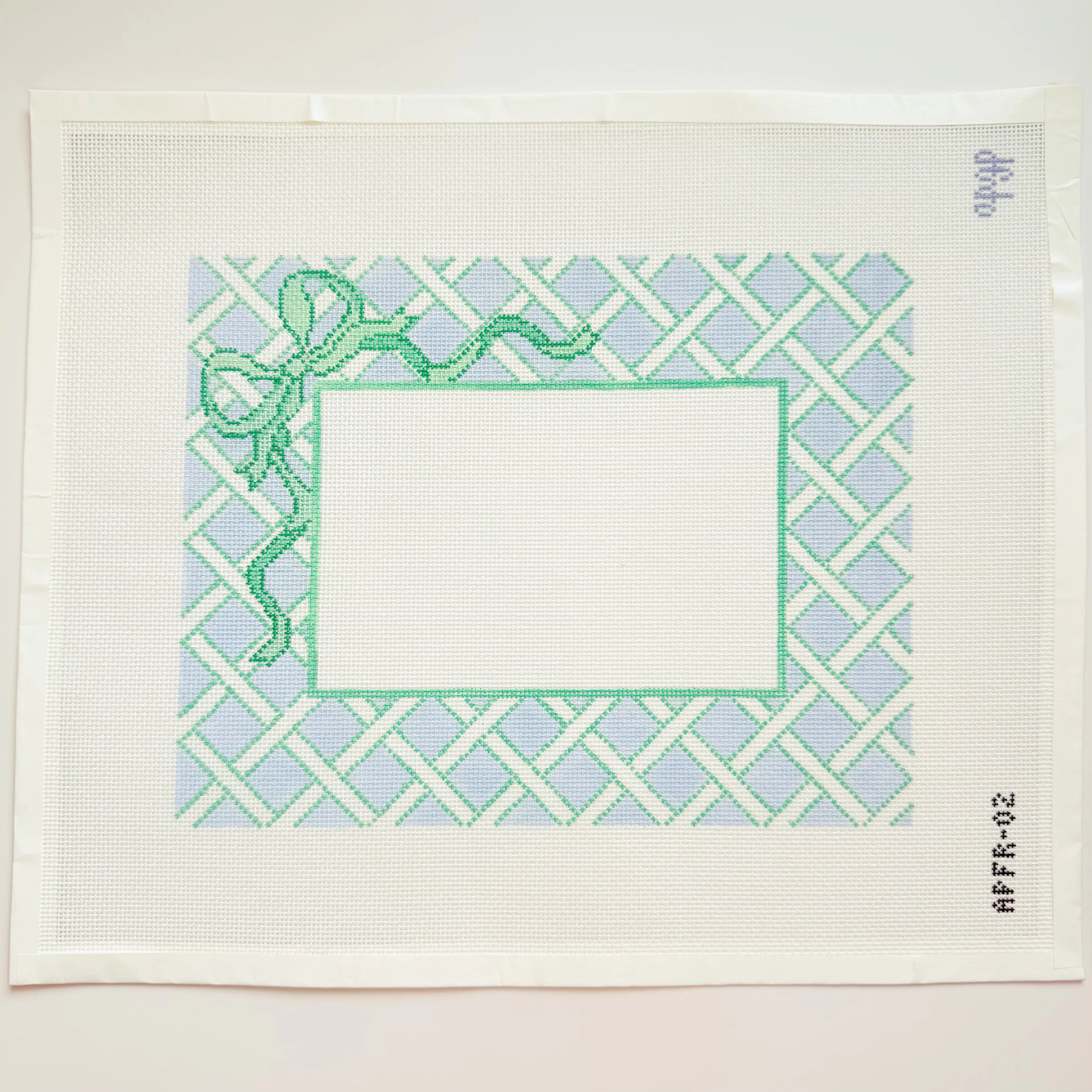Blue Lattice Frame with Bow Canvas