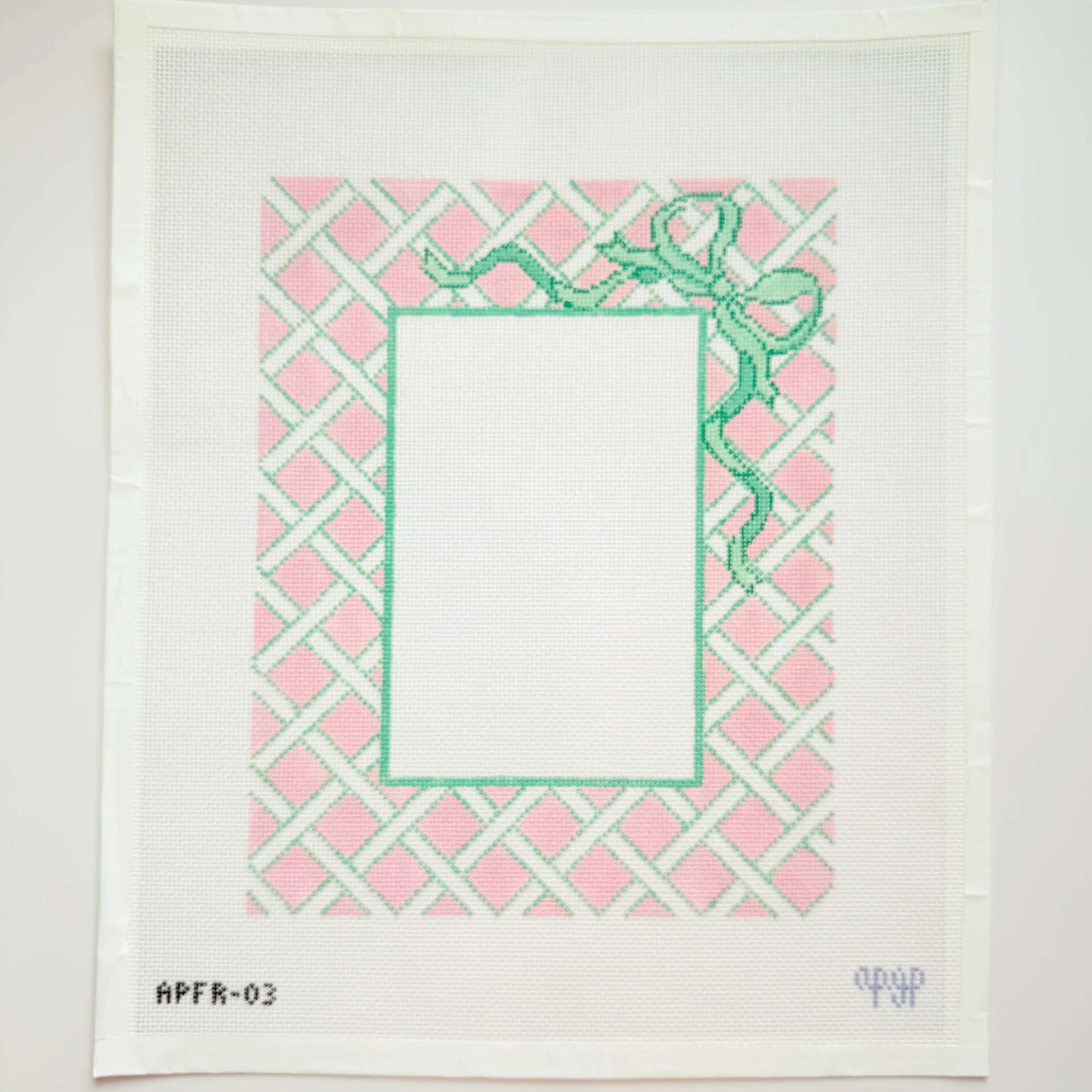 Pink Lattice Frame with Bow Canvas