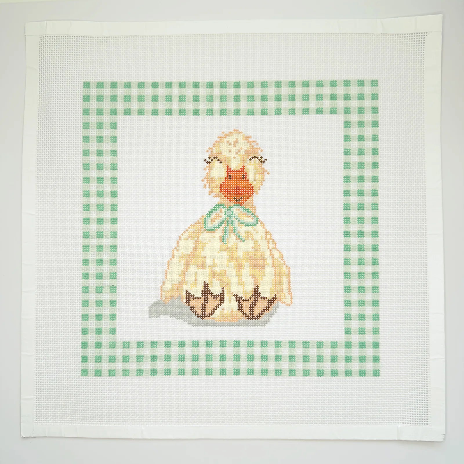 Duck Lovey with Green Gingham Canvas